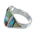 Multicolor Inlay Sterling Silver Ring Size 6-1/2 AX53131